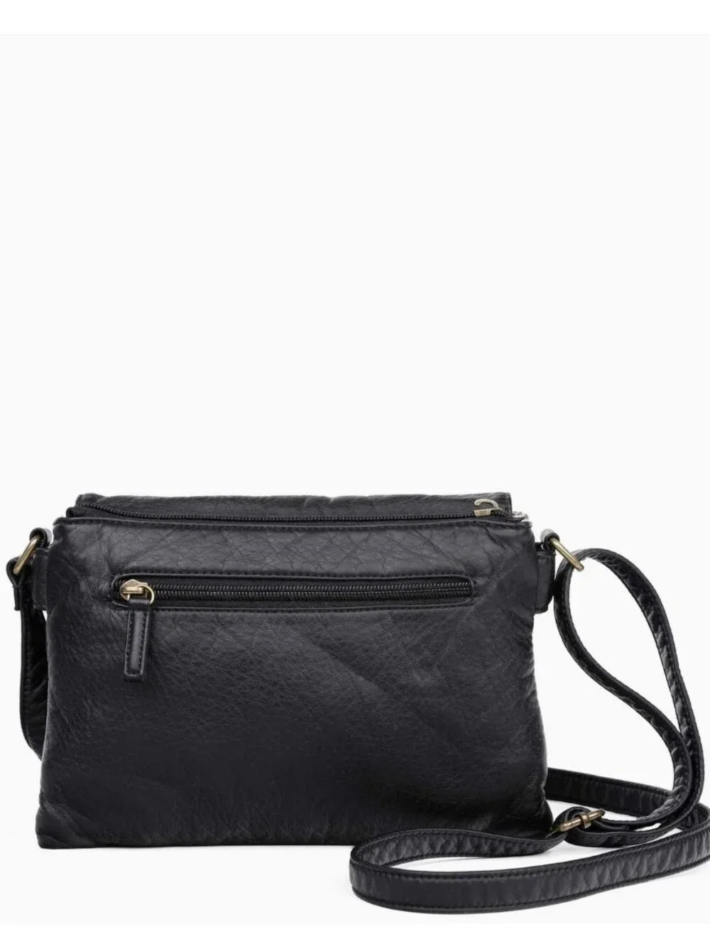 NWT Ampere Creations Black Leather Flap Crossbody Bag In Factory Packing